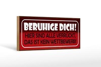 Holzschild Spruch 27X10 Cm Beruhige Dich Hier VerrrüCkt Deko Schild Wooden Sign