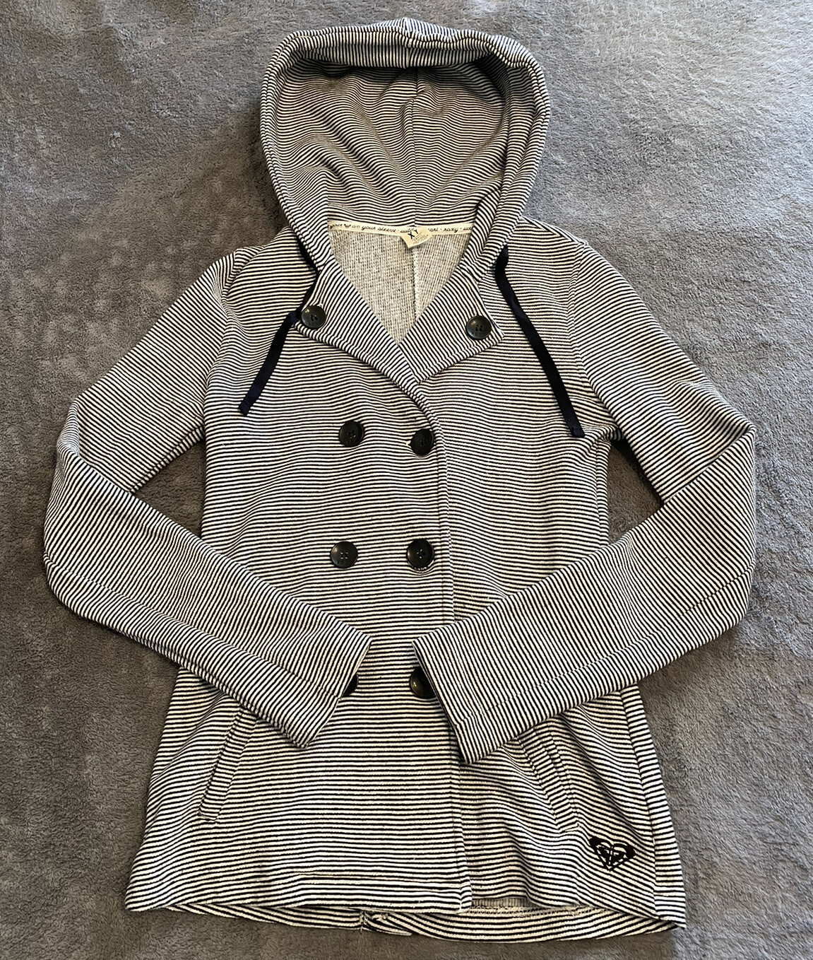 Roxy Striped Button Up Sweater Jacket - image 1