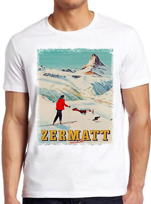 T-Shirt Zermatt Schweiz Vintage Ski Poster Meme cool lustig Geschenk C1194