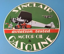 Vintage Sinclair Gasoline Sign - Airplane Porcelain Gas Pump Hangar Sign