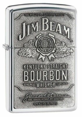 Zippo 250JB-928, Jim Beam Kentucky Bourbon Emblem Chrome Lighter