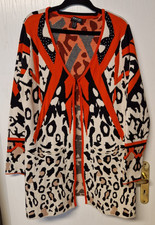 Mocca Cardigan Strickjacke Leoprint schwarz orange mit Strass superweich Gr. 44