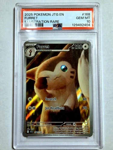 2025 Furret PSA 10 Pokémon SV09 Journey Together Illustration Rare 168/159 💎MT