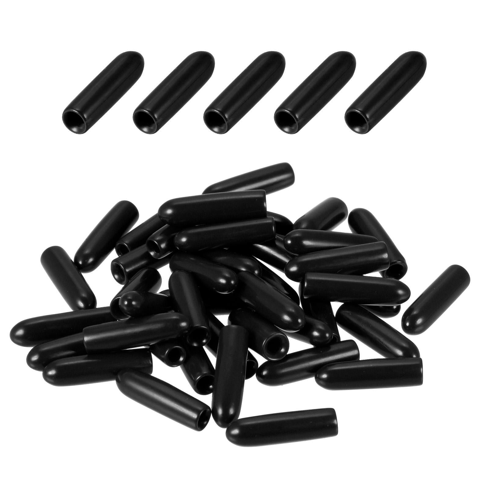 80Pack 2mm ID Black Screw Thread Rubber End Caps for Bolts Flexible Durable