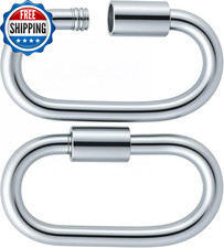 2Pcs Oval Jewelry Clasp, 925 Sterling Silver Screw Locking Carabiner Clips, Smal