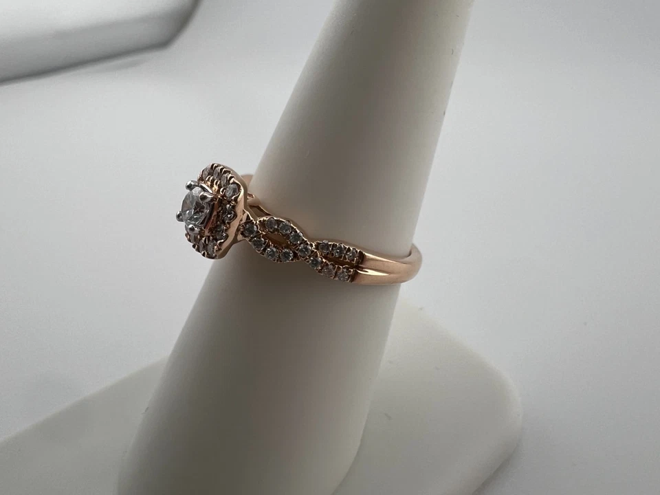 14K Rose-Gold Diamond Halo Ring - Image 2 of 3