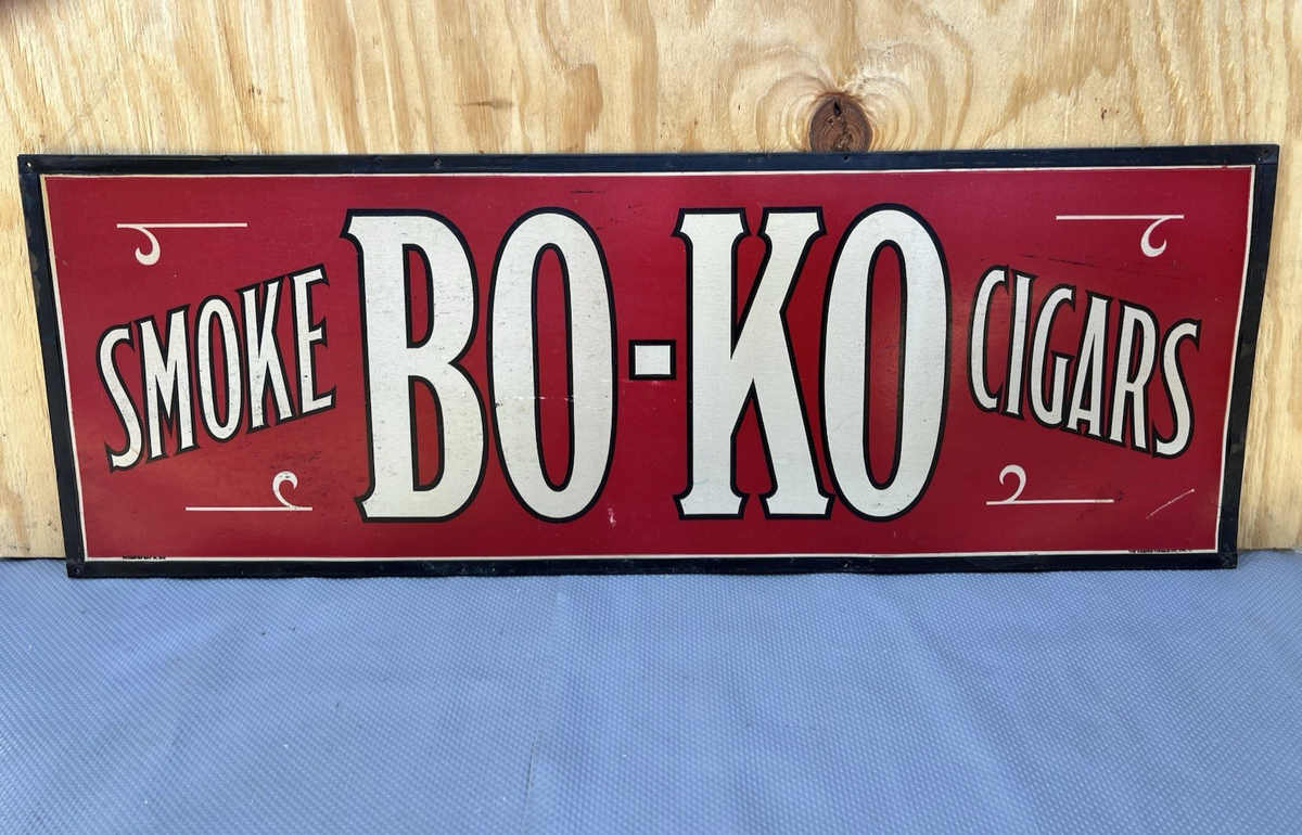 Rare Pre-1930's Bo-Ko Cigars Advertising Tobacco Store Sign 42