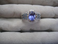 Schmuck Ring  1 Tansanit AAA, Dia.,  Safire, 585 GG von IV Harry Ivens