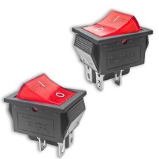 2 PCS 4 Pin 2 Position Rocker Switch,KCD4 DPST Boat Toggle Switch with Red Ligh