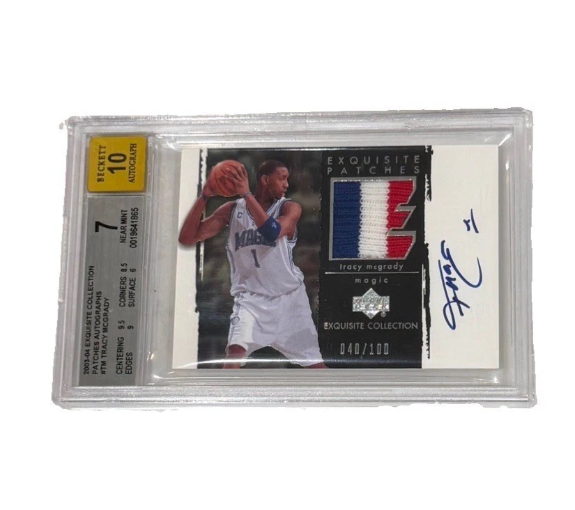 2003-04 UD Exquisite Tracy McGrady Patch Auto /100 BGS 7 Auto 10 HOF T-Mac