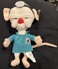 Animaniacs Pinky  The Brain Plush Acme Lab Coat Headlamp 1997 Brain w/ Tag 10"