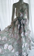 Vintage Emanuel David Elizabeth 1980s Wedding Gown w/ Silk Flowers Princess Di