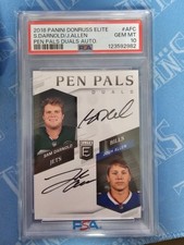 2018 Panini Donruss Elite Pen Pals Duals Josh Allen Sam Darnold Autograph PSA 10