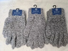 Winter Essentials Women's Cozy Gloves Gray & Black Specks NEW Lot Of 3 