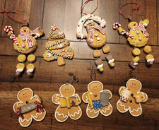 Gingerbread Cookie Christmas 8 Ornaments Dangly Men Tree Gingerbread Ladies