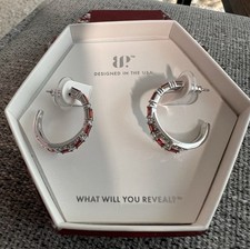 Bp Jasmina Rbp6841 Rhodium Plated Red Cz Hoop Earrings Post Closure Bp Jasmina Rbp6841 Rhodium Plated Red Cz Hoop Earrings Post Closure