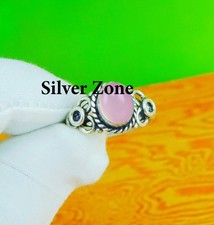 Pink Chalcedony Gemstone 925 Sterling Silver Handmade Jewelry Ring Size 5 to 13