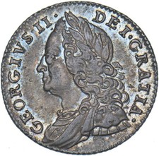 1757 Sixpence - George II British Silver Coin - Very Nice