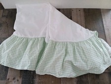 Vintage Carter's Baby Crib Skirt Light Green White Gingham Check Nursery Bedding