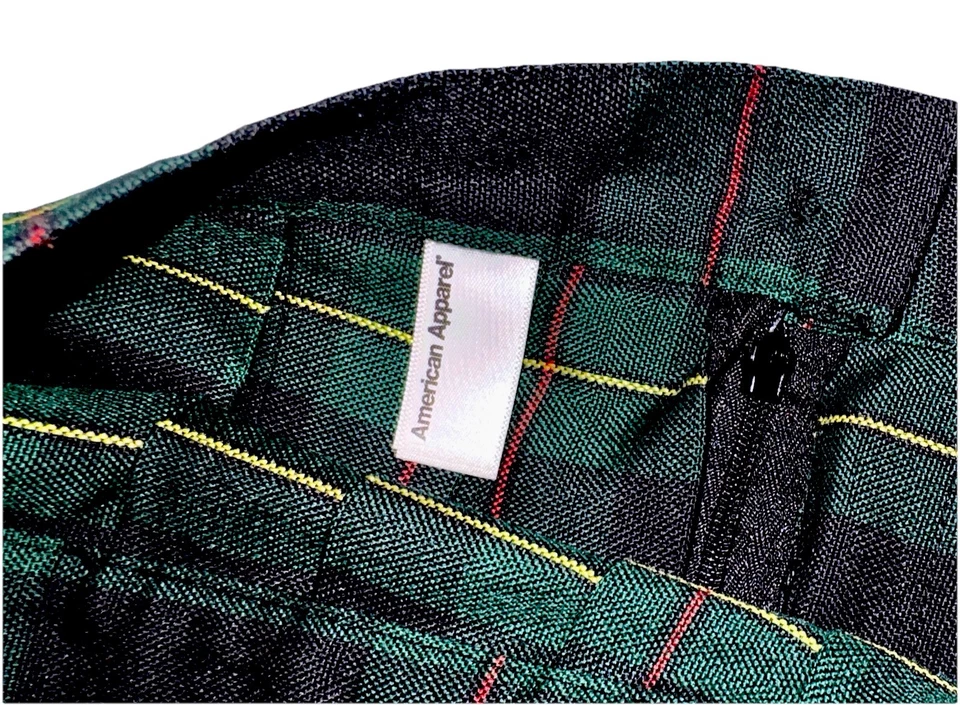 Falda Tenis American Apparel Verde Cuadros Clásica Hipster Talla XXS Y2K Academia Foto 4 de 4