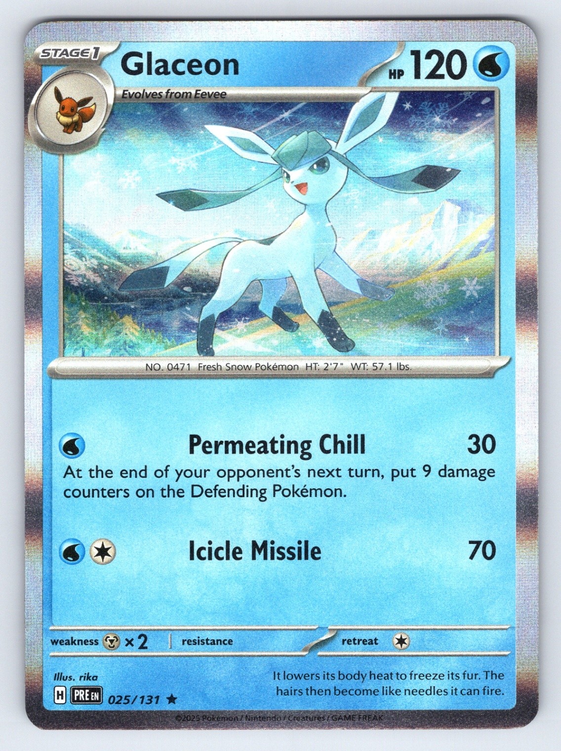 Glaceon Rare SV: Prismatic Evolutions 025/131 NM