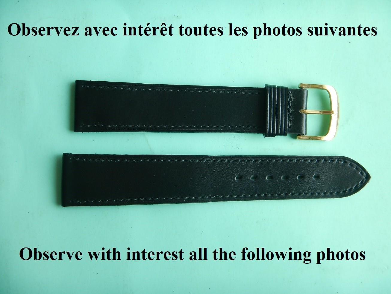 Bracelet 20 mm XL pour fort poignet en cuir noir robuste et confortable