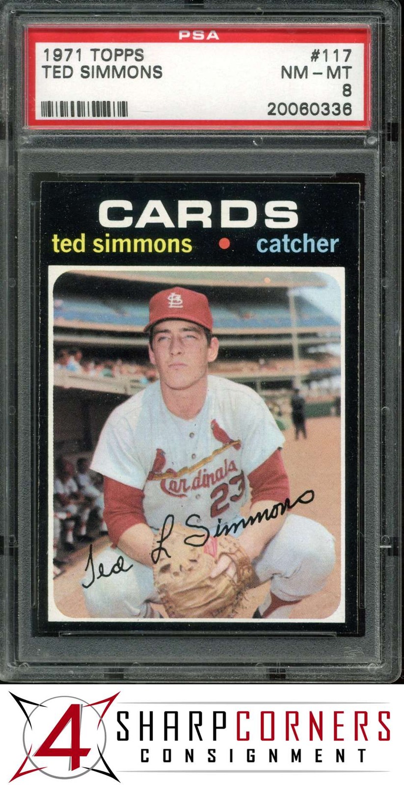 1971 TOPPS #117 TED SIMMONS RC CARDINALS HOF PSA 8