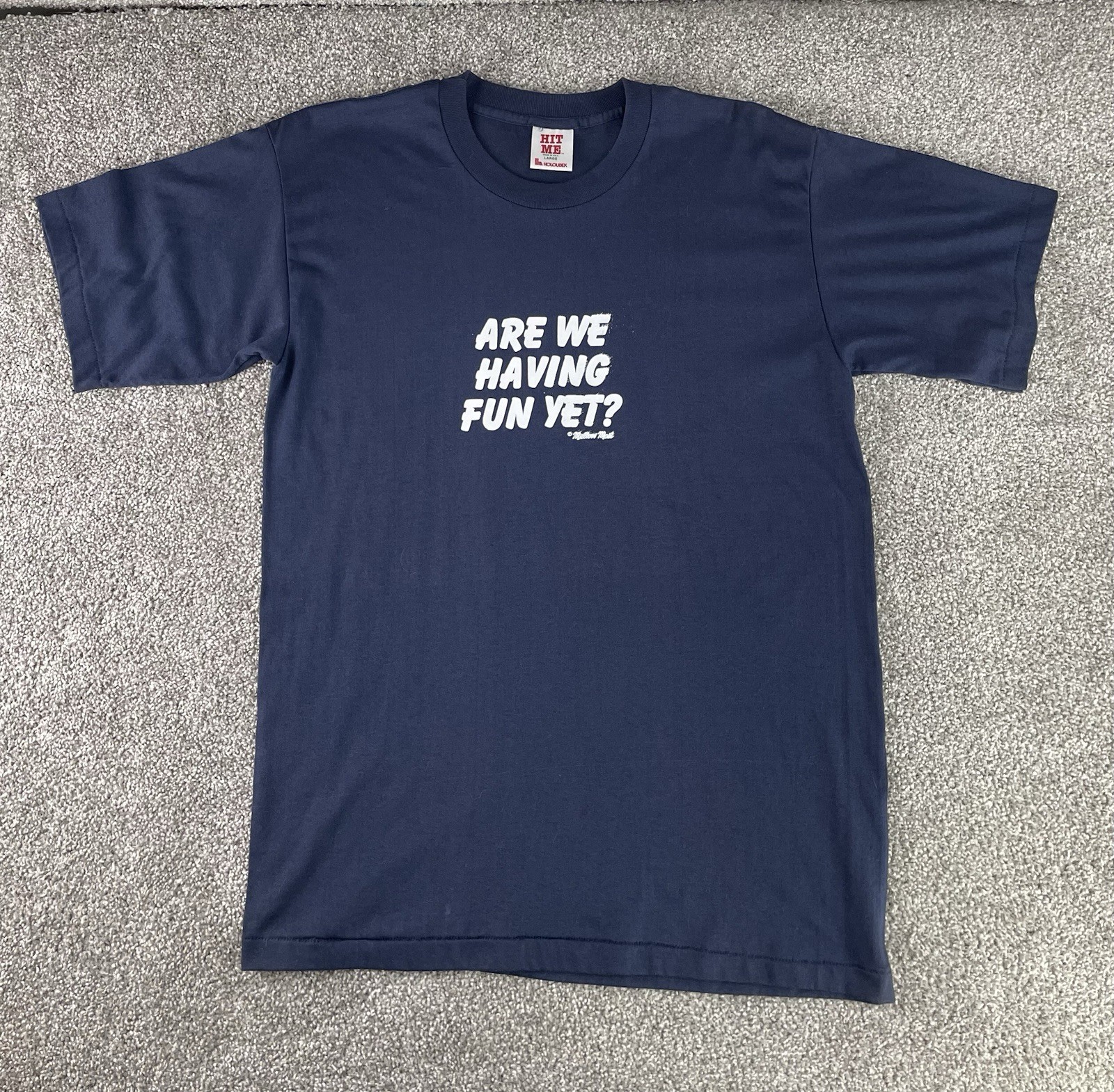 Vintage Mellow Mail Large T-Shirt “Quote Tee” Single Stitch Navy Made In USA Vtg