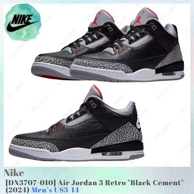 Size 9.5 - Air Jordan 3 Retro OG 2024 Black Cement for sale online