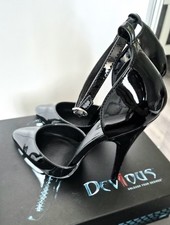 Pleaser Devious DOM402 Schwarz 15cm High Heels Riemchen-Pumps Lack EUR 43 Unisex