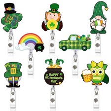JANYUN 8-Pack St. Patrick's Day Retractable Badge Reels for Nurses