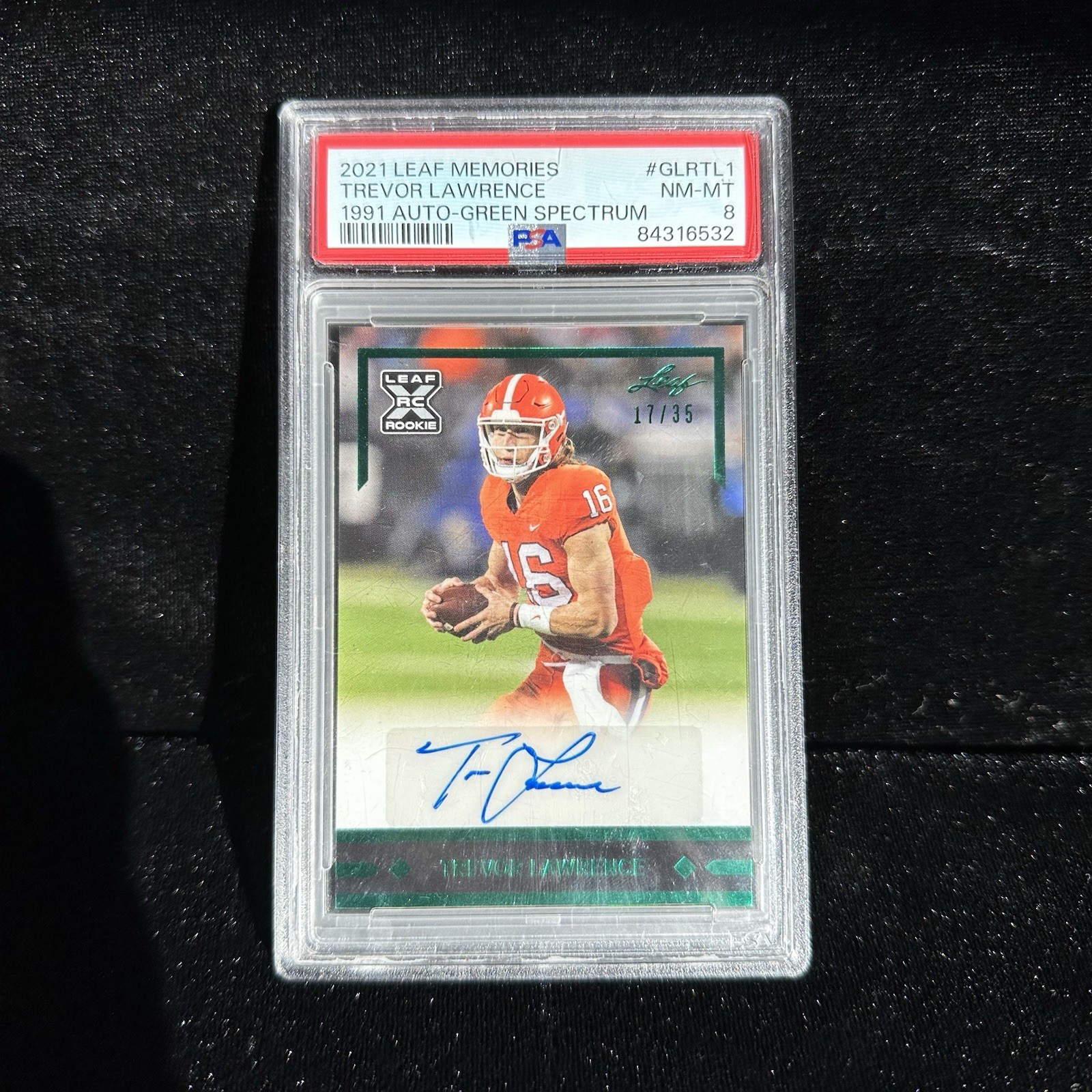 Trevor Lawrence Leaf Memories 1991 Autographs #GLRTL1 Green Spectrum
