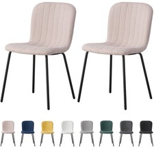 2/4/6Pcs Soft Fabric Dining Chairs with Upholstered Seat and Metal Legs-Bella