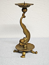 Kerzenständer aus Messing, Fischmotiv Art Deco