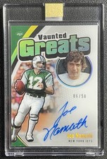 JOE NAMATH 2021 PANINI FOOTBALL VAUNTED GREATS ON-CARD AUTO 06/50 JETS