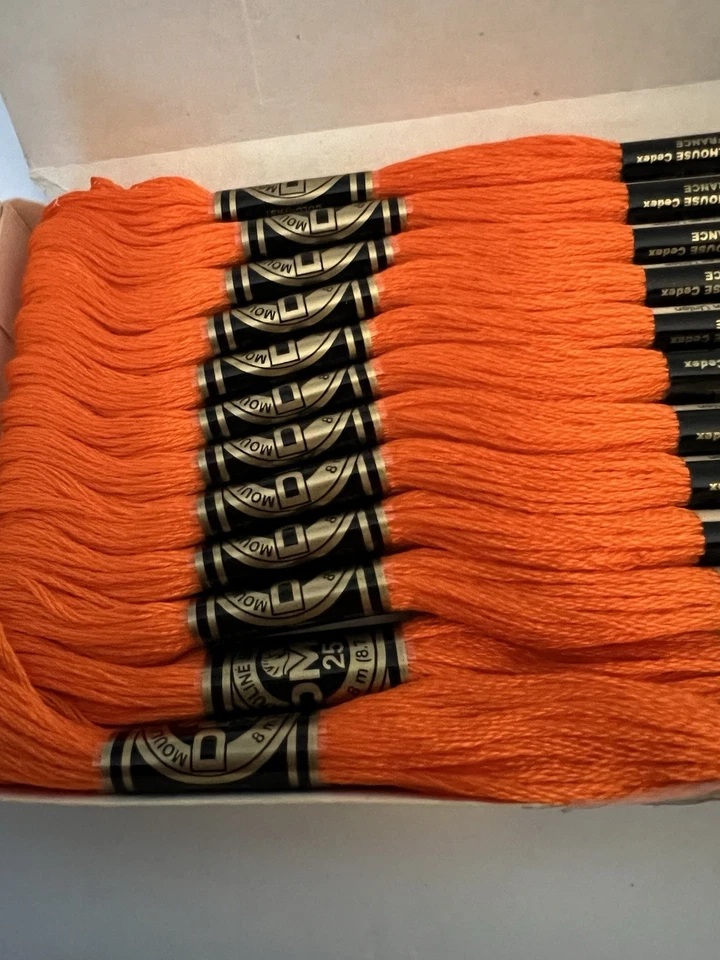 DMC Embroidery Floss Color # 947 Burnt Orange Floss Box Of 12 New - Image 2 of 4