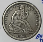 1865-S 50c Seated Liberty Half Dollar ** ALE2288 ** TOUGH DATE!
