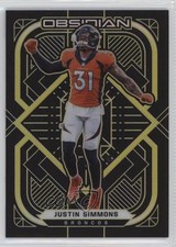 2021 Panini Obsidian Electric Etch Yellow 11/25 Justin Simmons #30 3n1