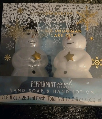 #ad Simple Pleasures Snow Flurries Scented Hand Soap And Hand Lotion Snowman Set NEW $8.99