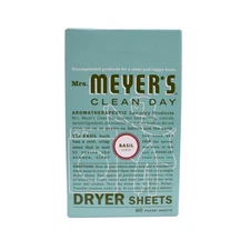 Mrs. Meyer's 14448 Clean Day Basil Scent Biodegradable Dryer Sheets