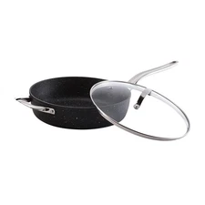 The Rock 11" (28cm) Non-Stick Deep Fry Pan with Helper Handle and Glass lid -...