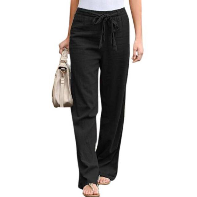 Guess Womens S Linen Wide Leg Pants Casual Lounge Stretch Waist ...