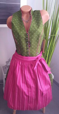 Spieth & Wensky 4 pieces Dirndl costume dress size 40 42 green pink