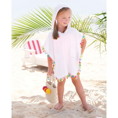 TASSEL And POM POM Hooded Girls Cover Up Swimsuit Cover Up Tunic by Mud Pie NWT