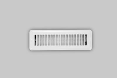 White Steel Floor Register Vent Diffuser w/ Damper, Fits 2-1/4''x10'' Duct Opening