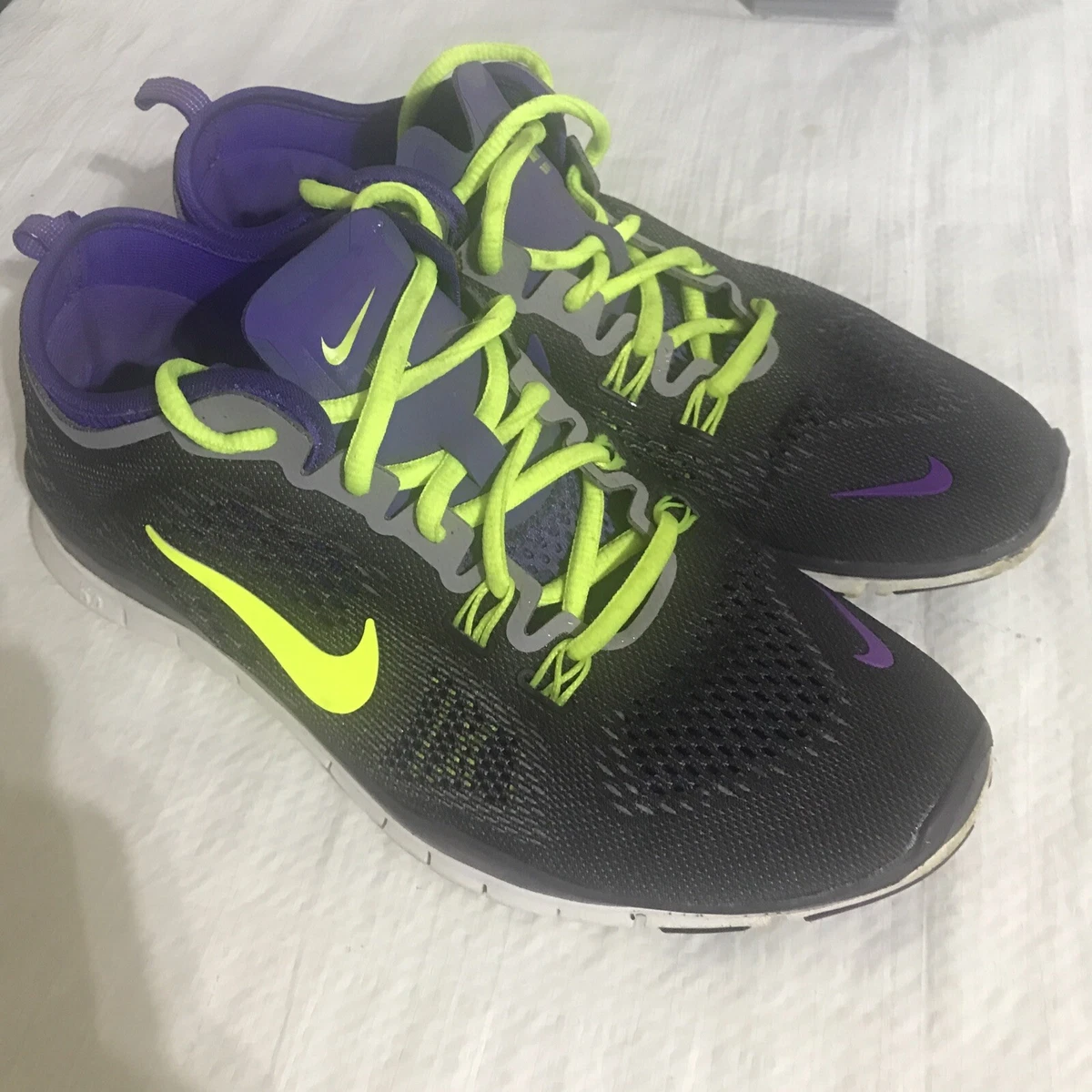 Nike Womens Free TR Fit 4 Gray Yellow Running Shoes Lace Up Size 8 1 2