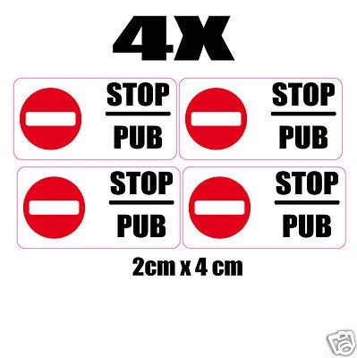 SAFIRMES Set 4 x autocollants petits stickers boite aux lettres pas de pub stop 2x4 cm