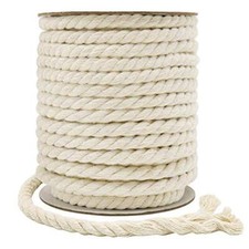 8mm Macrame Cord, 59 Feet 3Ply Twisted Craft Cotton Rope 8mm x 59FT Beige
