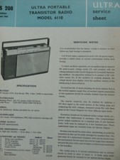 Ultra Portable Transistor radio Model 6110 Service manual