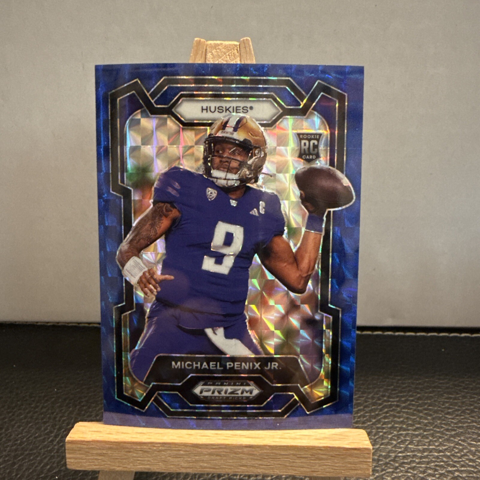 Michael Penix Jr. 2024 Prizm Draft Picks Blue Finite RC Card /89 Huskies Falcons